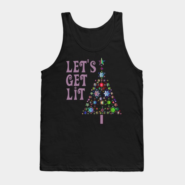 Funny Christmas Tree Let's Get Lit Tank Top by finedesigns